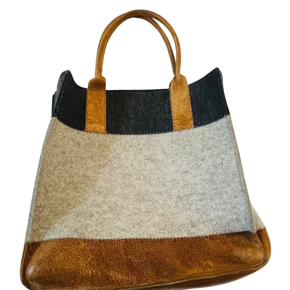 Graf & Lantz Merino Wool & Leather Tote Bag With Dual Leather Handles Jaunt - Picture 2 of 12